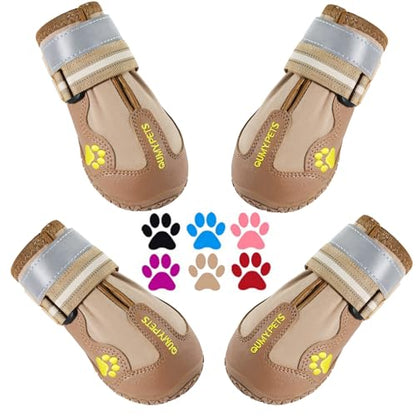 QUMY Dog Shoes for Large Dogs, Medium Dog Boots & Paw Protectors for Winter Snowy Day, Summer Hot Pavement, Water-Resistant in Rainy Weather, Outdoor Walking, Indoor Hardfloors Skid-Resistant Sole - size: Size 8: 3.0''x3.3"(W*L) (Pack of 4)