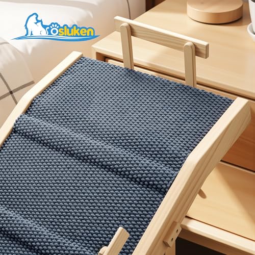 Dog Ramp for Bed with Rails, 64" Long Foldable Pet Ramp for Small Large Dogs, Dog Ramps for High Beds with Safety Side Railng, 6 Adjustable Heights 24" to 30" Up to 220LBS (Gray)