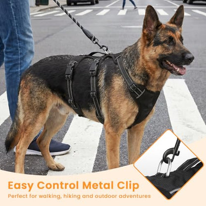Escape Proof Dog Harness and Leash Set,Soft Padded Full Body Pet Harness, No Pull Reflective Adjustable Dog Vest with Handle, Easy Control Dog Harness for Medium Large Dogs Training Walking Running - color: Black, size: XL