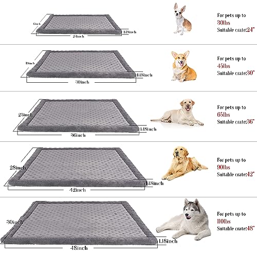 Gray Dog Crate Pad 48x30 inch Memory Foam Large Dog Kennel Bed Soft Flannel Washable Anti Slip Puppy Sleeping Mat,Grey - color: Grey, size: XX-Large