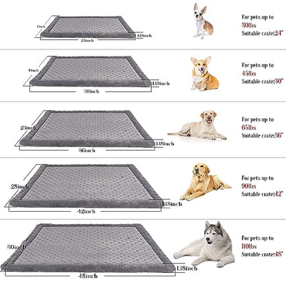 Gray Dog Crate Pad 48x30 inch Memory Foam Large Dog Kennel Bed Soft Flannel Washable Anti Slip Puppy Sleeping Mat,Grey - color: Grey, size: XX-Large