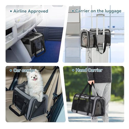 Petsfit Cat Carrier Dog Carriers Airline Approved, 18 x 11 x 11 Soft-Sided Pet Carrier, 3 Carrying Ways, Lightweight, Breathable, Escape Proof, with Adjustable Shoulder Strap and Soft Cushion - color: Z-Gray, size: 18.0"L x 11.0"W x 11.0"H