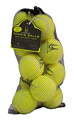 Hyper Pet Tennis Balls for Dogs - 12 Pack 2.5'' Durable Non-Toxic Outdoor Dog Toys Balls with Mesh Bag, for Fetch & Excercise, Medium to Large Breeds (Non Squeaky)