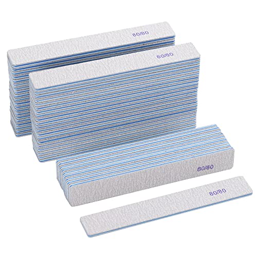 50 Count Rectangle Nail Files for Acrylic Nails, 80 Grit Coarse Nail File Reusable Emery Boards Manicure Tools - size: 80/80 Grit(50 Count)