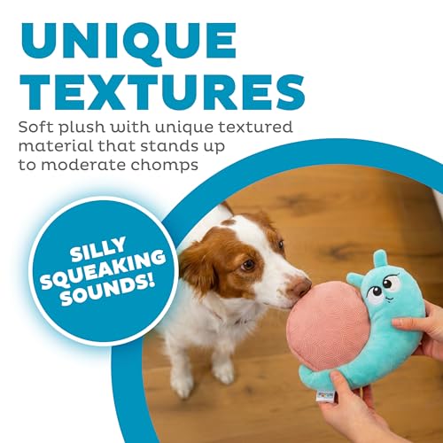Outward Hound Coated Critterz Dog Toy – Plush & Molded Texture, Squeaky Fetch, Small & Medium Dogs, Snail, 8.7" - color: Coated Critterz Snail