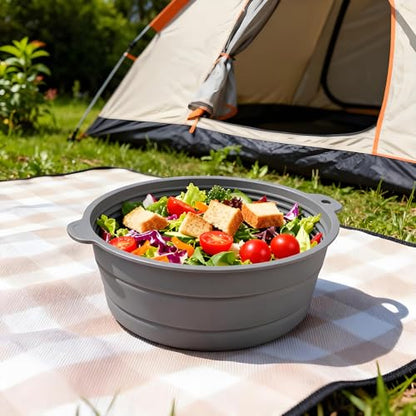 Collapsible Silicone Mixing Bowl, Food-Grade Foldable Travel Container, Large Collapsible Bowls for Camping Outdoor Hiking Storage Mixing, Grey (pot QY104) - color: grey-QY104