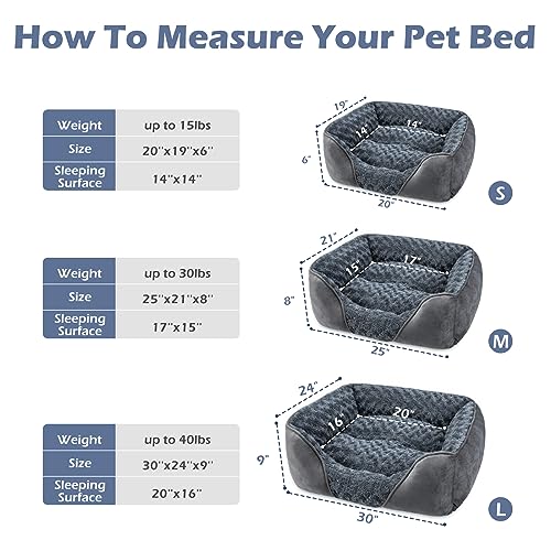 INVENHO Dog Bed Medium Size Dog, Orthopedic Warming Soft Calming Sleeping Puppy Bed Durable Pet Bed with Anti-Slip Bottom - color: Grey, size: M(25"x 21"x 8")