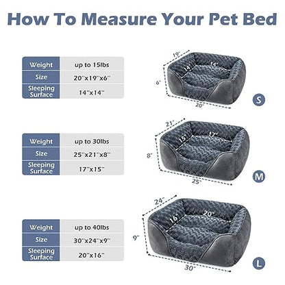 INVENHO Dog Bed Medium Size Dog, Orthopedic Warming Soft Calming Sleeping Puppy Bed Durable Pet Bed with Anti-Slip Bottom - color: Grey, size: M(25"x 21"x 8")