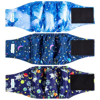 Paw Legend Washable Dogs Diapers Male Dog Belly Bands for Male Dogs Diapers Reusable Puppy & Doggie Diapers Male - color: Space Pattern, size: X-Small