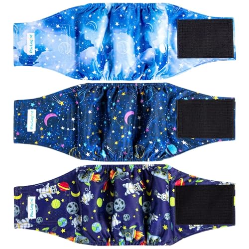 Paw Legend Washable Dogs Diapers Male Dog Belly Bands for Male Dogs Diapers Reusable Puppy & Doggie Diapers Male - color: Space Pattern, size: X-Small
