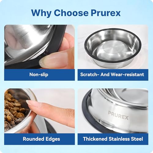 Nonslip Stainless Steel Dog Bowls, Dishwasher Safe, Rust Resistant, Single(Large)