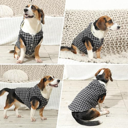 Vecomfy Fleece Lining Dog Hoodie for Small Dogs Extra Warm Plaid Sweater with Drawstring Hooded Coats in Winter Puppy Jacket,Black XS - color: Black Plaid, size: X-Small (Pack of 1)