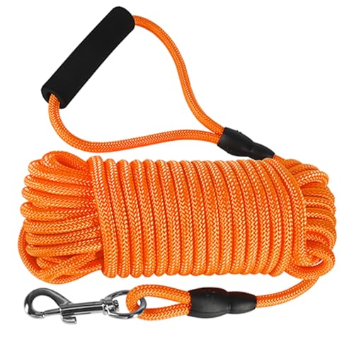 Vivifying Long Dog Leash, 32ft Floating Dog Training Leash, Check Cord Rope Lead with Comfortable Handle for Outside, Hiking, Swimming, Beach and Lake (Orange) - color: Orange, size: 32ft
