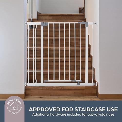 Dreambaby Liberty Walk Thru Baby Safety Gate Set - with 3.5inch Extension Panel - Fits 29.5-36.5inch Openings - Pressure Mounted Security Gates - White