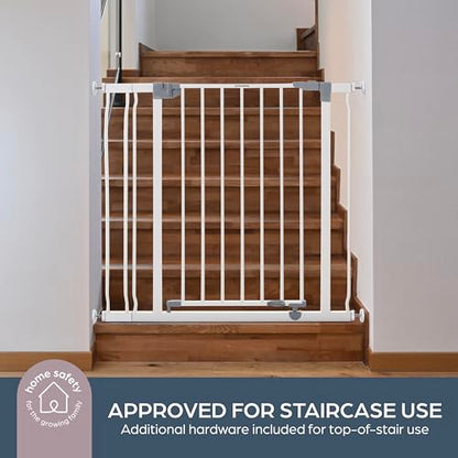 Dreambaby Liberty Walk Thru Baby Safety Gate Set - with 3.5inch Extension Panel - Fits 29.5-36.5inch Openings - Pressure Mounted Security Gates - White