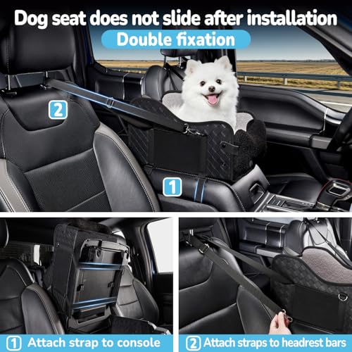 Center Console Dog Car Seat,Pet Puppy Middle Console Dog Car Seat for Small Dogs (Black, Small) - color: Black, size: Small