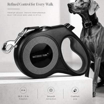 XL 16FT Retractable Dog Leash for Large Dog up to 120 lbs, Chew Proof Steel Wire Extender, One-Hand Brake & Lock, Tangle-Free Heavy Duty Walking Leash XL Black - color: Black