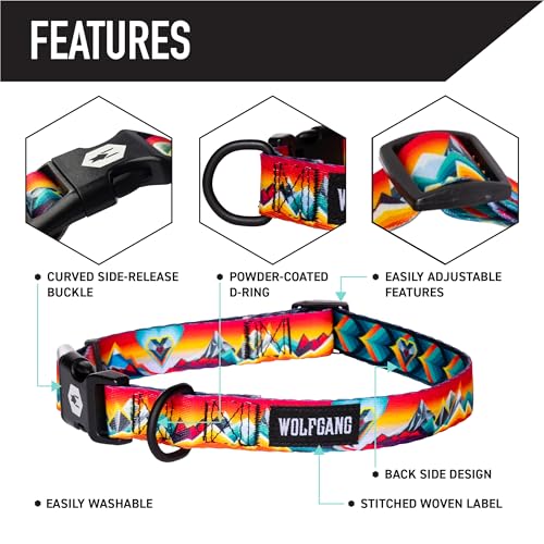 Wolfgang Heavy Duty, Adjustable Dog Collar with Quick Release Nylon Buckle for Walking & Training, MountainVibes Print, Small - color: MountainVibes Print, size: Small (5/8 Inch x 8-12 Inch)