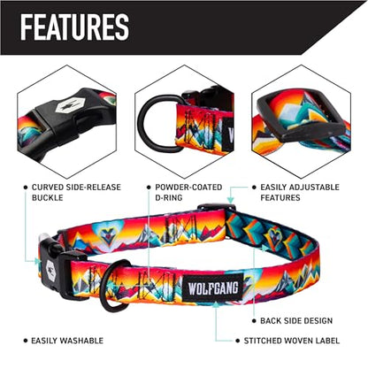 Wolfgang Heavy Duty, Adjustable Dog Collar with Quick Release Nylon Buckle for Walking & Training, MountainVibes Print, Small - color: MountainVibes Print, size: Small (5/8 Inch x 8-12 Inch)