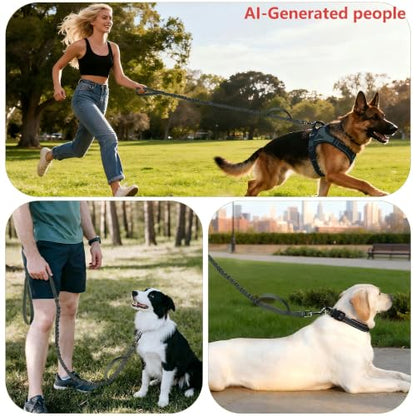 FOVRLZSE Reflective Bungee Dog Leash for Small Medium Large Dogs - 4FT to 5FT Adjustable Shock Absorbing Leash with Double Padded Handle & 360 No Tangle Metal Clasp (Olive Green) - color: Olive Green