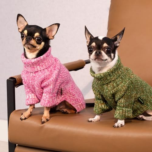 Fitwarm Knitted Turtleneck Dog Sweater, Thermal Dog Winter Clothes for Small Dogs Boy Girl, Holiday Pet Outfit, Heather Green, Small - color: Heather Green, size: Small
