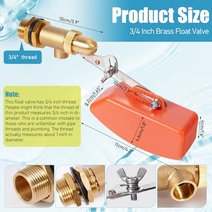Brass Float Valve 3/4 Inch, Livestock Water Tank Float Valve Switch Brass Float Ball Valve Shut Off Pool Auto Fill Valve for Automatic Waterer - style: 3/4" Orange
