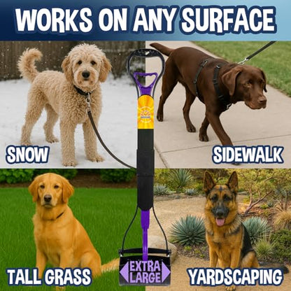 Bodhi Dog 32" Tall Non-Breakable Pooper Scooper for Large Dogs - Lightweight, Foldable Design with Extra Long Handle (Purple) - color: Purple