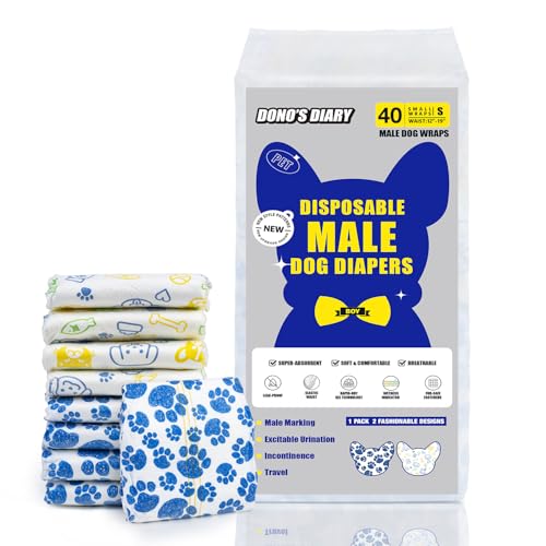 Dono Dog Diapers Male, Disposable Male Dog Wraps with Wetness Indicator, Leak-Proof Dog Belly Wraps, Rapid-Dry Gel Technology Doggie Puppy Diapers for Excitable Urination Incontinence, Small 60ct - size: Small