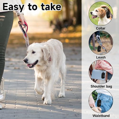 Black Dog Poop Bag Holder for Leash, Soft Fabric Zipper Doggy Waste Dispenser with Large Opening, Slim Pet Poop Carrier with Metal Carabiner Clip for Retractable Leash Walking Accessories (Black)