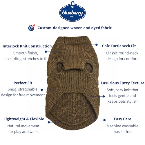 Blueberry Pet Classic Fuzzy Textured Knit Pullover Dog Sweater, Dark Olive, Small Pet Clothes, Fleece Dog Sweater, Pet Clothing, 12" Back Length - color: Dark Olive, Crew-neck, size: 12 inch