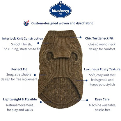 Blueberry Pet Classic Fuzzy Knit Dog Sweater, Pullover Crew-Neck Christmas Style in Dark Olive, Back Length 10”, Cozy & Soft - color: Dark Olive, Crew-neck, size: 10 inch