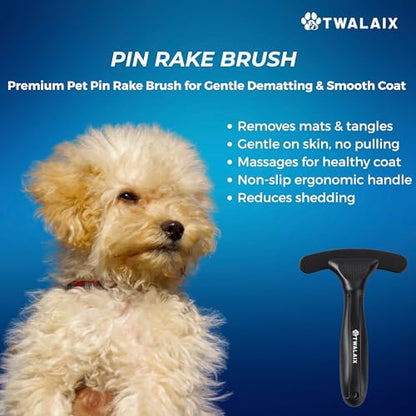 6 in 1 Pet Grooming Kit for Dogs & Cats - Deshedding Brush, Undercoat Rake, Slicker Brush, Nail Clipper, Nail File & Flea Comb for All Coat Types