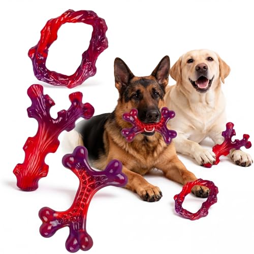 Frienhund 6-Pack Indestructible Dog Toys for Large Breed: Dog Toys for Aggressive Chewers, Nylon Dog Chew Bones for Large Dogs, Dog, Irresistible Beef Flavor - color: Red-6-Pack