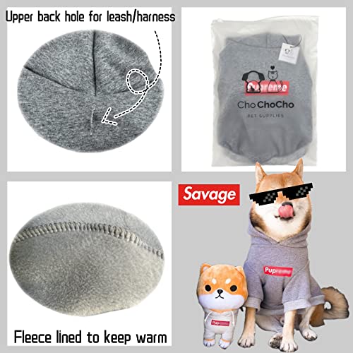 ChoChoCho Pup Dog Hoodie & Sweater - Stylish Streetwear Cat & Puppy Cotton Sweatshirts in Gray - S, M, L - color: Pupreme, size: M (Chest: 13.8''-17'' / Suggest: 4-9 lbs)