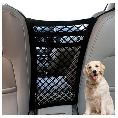 DYKESON Pet Barrier Dog Car Net Barrier with Car Mesh Organizer Baby Stretchable Storage Bag Universal for Cars, SUVs -Easy Install,Safer to Drive with Pets and Children, 3 Layer S - size: 11.7 in × 11.7 in