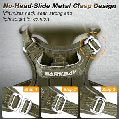 BARKBAY Service Dog Vest Tactical Dog Harness Medium Large Sized Dog No Pull Adjustable Dog Harness Reflective K9 Working Training Easy Control Military Molle System(Green,S) - color: Green, size: Small
