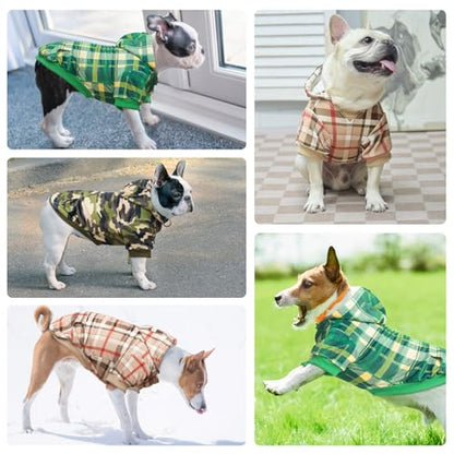BEAUTYZOO Dog Hoodie for Small Medium Dogs Puppy, Soft Fleece Dog Sweater Cold Weather Coats with Pocket, Pet Outfits Hooded Sweatshirt Chihuahua Cat Jacket Clothing Warm Camo French Bulldog Clothes - color: Army Green, size: Medium