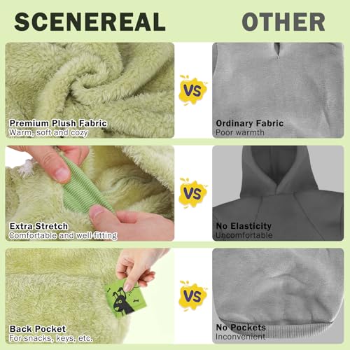 SCENEREAL Fleece Dog Sweaters Hoodie for Small Medium Large Dogs Girls Boys, Plush Fuzzy Dog Clothes Hoodies with Leash Hole, Winter/Fall Puppy Cold Weather Coat, Sherpa Hooded Sweatshirt, Green ML - color: Green, size: Medium-Large