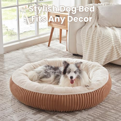 45 inches Donut Dog Bed for Extra Large Dogs,Calming Round Jumbo Pet Bed with Removable Cover, Washable Milk Plush Faux Fur, Fits Pets up to 100 lbs(Mocha,XL) - color: Mocha, size: 45.0"L x45.0"W x10"Th