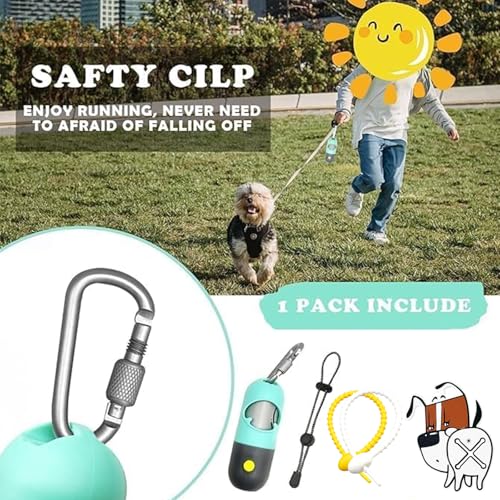 Dog Poop Bag Holder Dispenser with LED Flashlight - Night Visibility for Safe Evening Walks | Upgraded Hands-Free Leash Clip | Includes 15 Dog Waste Bags(Green) - color: Green