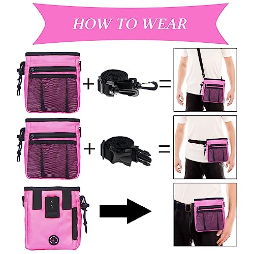 STMK Dog Treat Pouch Dog Clicker Training Kit, Dog Training Treat Pouch Dog Clicker for Training, 3 Ways to Wear Easily Carries Treat Pouches for Pet Training (Pink) - color: Pink