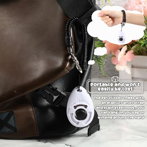 Frienda 18 Pieces Dog Training Clicker, Pet Behavioral Training Clickers with Wrist Strap for Dogs Cats Puppy Birds Horses (White) - color: White