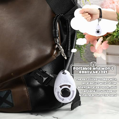Frienda 18 Pieces Dog Training Clicker, Pet Behavioral Training Clickers with Wrist Strap for Dogs Cats Puppy Birds Horses (White) - color: White