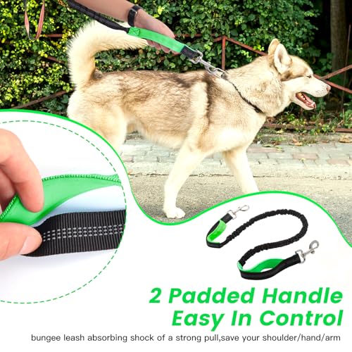 Caudblor Waist Leash for Medium Large Dog Walking, Bungee Hands Free Leash with Zipper Pouch, Around The Waist No Pull Running Dog Belt, Padded Handle Jogging No Hands Heavy Duty - color: Green
