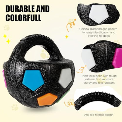 Dog Toy Ball with Handle, Toss and Fetch Play, Interactive Ball for Dogs Playing, Squeaky Floating (2pc) - color: 2-pack