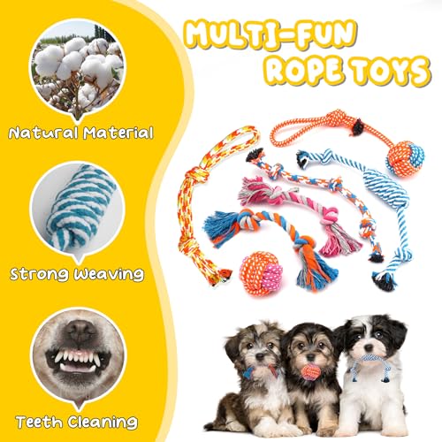 Zeaxuie 23 Pack Luxury Puppy Toys for Teething Small Dogs, Puppy Chew Toys with Rubber Toy, Rope and Squeaky Toys - color: 23 Pack (Stuffed-Fox)