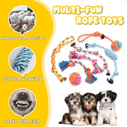 Zeaxuie 23 Pack Luxury Puppy Toys for Teething Small Dogs, Puppy Chew Toys with Rubber Toy, Rope and Squeaky Toys - color: 23 Pack (Stuffed-Fox)