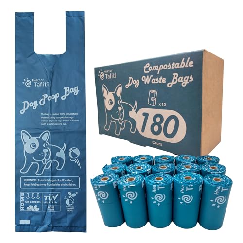 Dog Poop Bags with Handles, 180 Count, Extra Thick Leak-Proof Dog Waste Bags, Certified Compostable, Unscented & Eco-Friendly, 9 x 13 inch (16 inch w/Handles) - size: 180 Count (Pack of 1)
