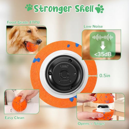 Smart Interactive Dog Toys,Vibrating Dog Ball,Pet Bounce Ball for Dogs (Small & Large),Chew-Proof Shell,Automatic Moving/Bouncing/Rotating, E-TPU Material,Ip68 Waterproof - color: Orange