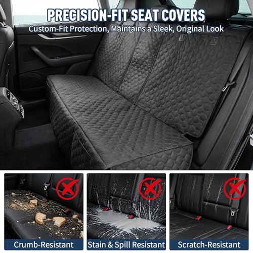 Dog Car Seat Cover, Back Seat Cover for Dog Pet Car Seat Universal Waterproof Scratch Proof Nonslip Durable Soft Pet Backseat Protector for Cars Trucks & SUVs (Black)